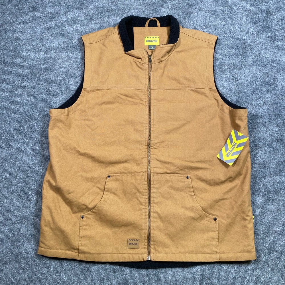 Brazos Gate Keeper Vest Mens XL Duck Brown‎ Canvas Sherpa Lined Full Zip 179742